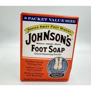 Johnson's Foot Soap Soothes Tired Aching Feet Softens Calluses 1 Box - 8 Packets